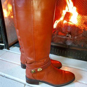 Coach Essex Riding Tall Fashion Leather Boots Women Saddle Brown